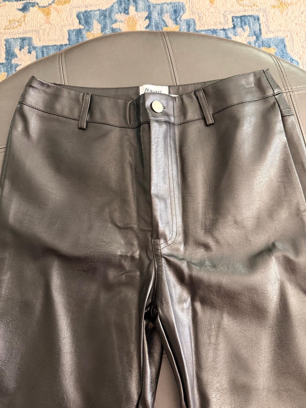 Princess Polly Black Faux Leather High-Rise Pants